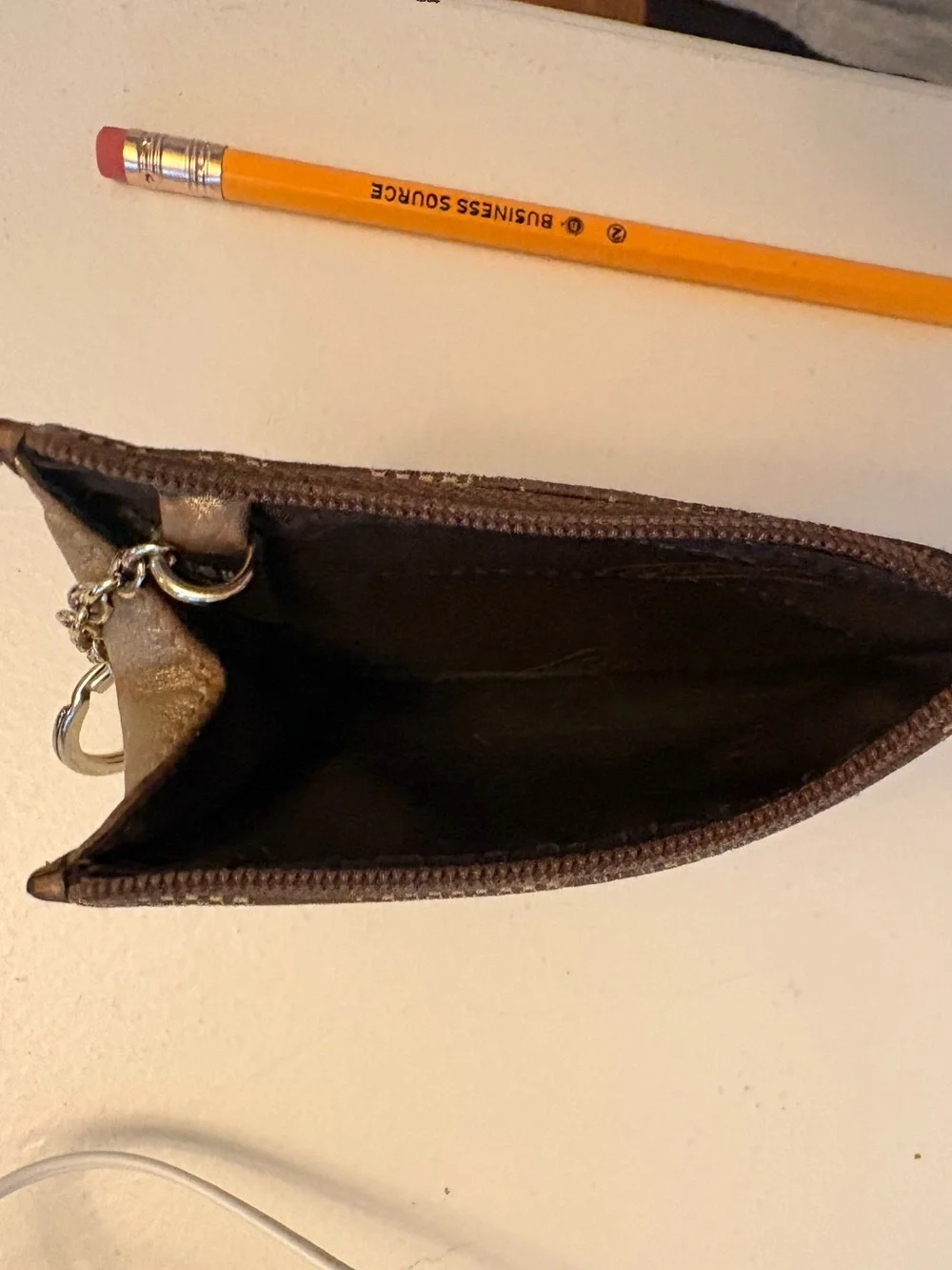 Coach Brown Signature Canvas Zip Key Pouch